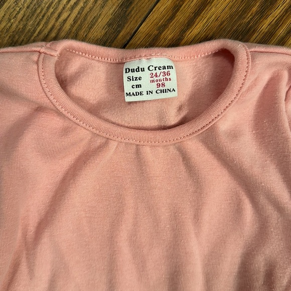 Pink Long Sleeve Peplum Top Girl’s Swing Mini Dress 2T 3T - Picture 2 of 4